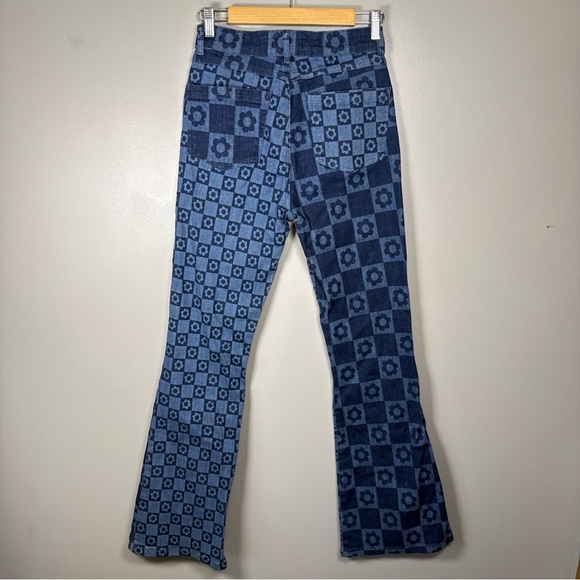 Jaded London Skinny Flare Retro Checkerboard Jeans Size 26 And Denim Top Size 4 - Picture 6 of 16